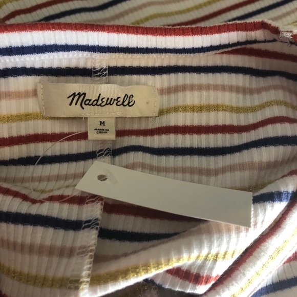 MADEWELL Cream Metallic Striped Long Sleeve Top Blouse Size M - Picture 9 of 9